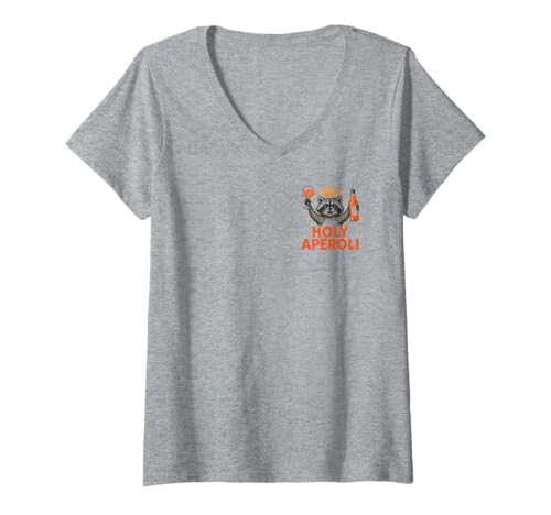 Damen Holy Aperoli - Lustige Waschbär-Party T-Shirt mit V-Ausschnitt von Aperolizer & Raccoon Party Clothing & Gifts