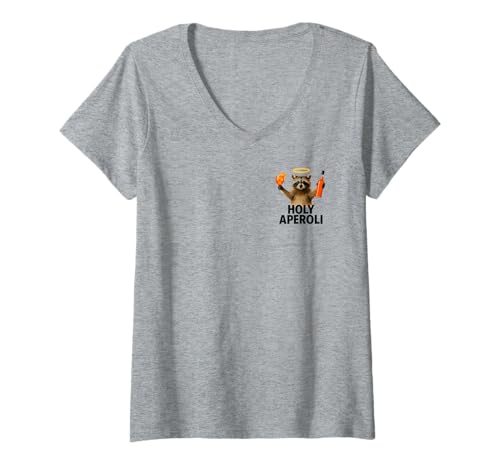 Damen Holy Aperoli - Lustige Waschbär-Party T-Shirt mit V-Ausschnitt von Aperolizer & Raccoon Party Clothing & Gifts
