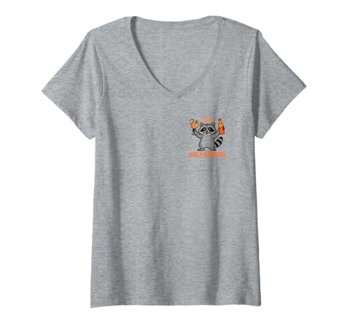 Damen Holy Aperoli - Lustige Waschbär-Party T-Shirt mit V-Ausschnitt von Aperolizer & Raccoon Party Clothing & Gifts