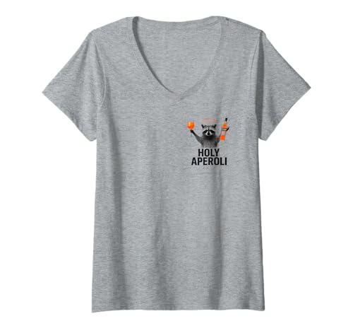 Damen Holy Aperoli - Lustige Waschbär-Party T-Shirt mit V-Ausschnitt von Aperolizer & Raccoon Party Clothing & Gifts