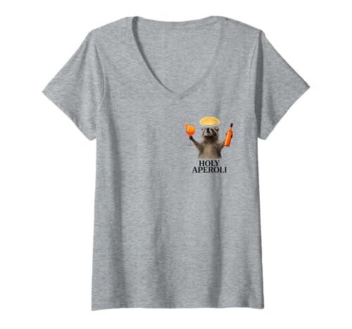 Damen Holy Aperoli - Lustige Waschbär-Party T-Shirt mit V-Ausschnitt von Aperolizer & Raccoon Party Clothing & Gifts