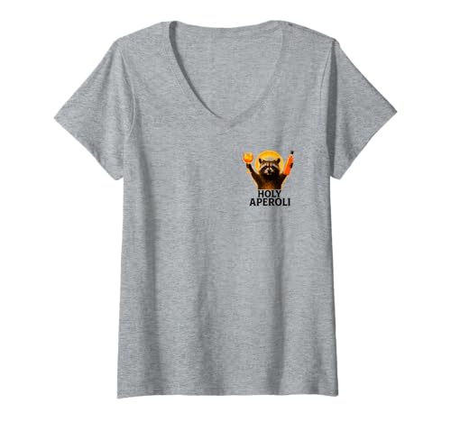 Damen Holy Aperoli - Lustige Waschbär-Party T-Shirt mit V-Ausschnitt von Aperolizer & Raccoon Party Clothing & Gifts