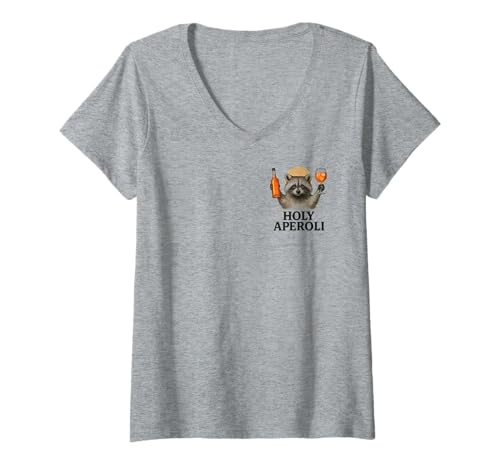 Damen Holy Aperoli - Lustige Waschbär-Party T-Shirt mit V-Ausschnitt von Aperolizer & Raccoon Party Clothing & Gifts