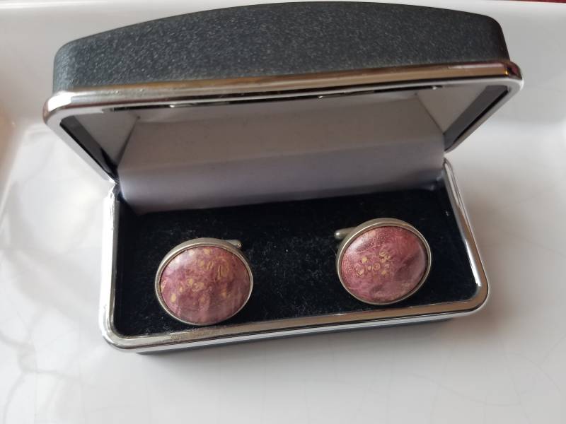 Gefärbte Box Holunder Burl & Cast Silber Manschettenknöpfe von ApexCustomWoodworks
