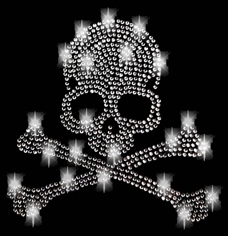 10cm Strass Applikation Totenkopf Knochen Pirat Beine Skull Schädel Bügelbild Applikationen Strasssteine Gothic Rhinestone Bones Aufbügeln von ApfelblueteShopDE