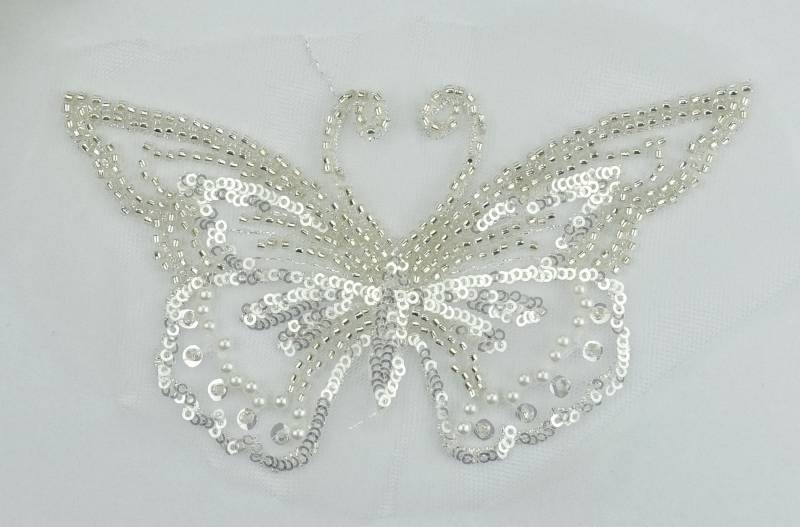 15, 5cm Schmetterling Applikation Perlen Pailletten Aufnäher Glitzer Silber Weiß Xl Sequins Patch Kinder Tier Applikationen Edel Brautkleid 15, 5cm Schmetterling Applikation Perlen Pailletten Aufnäher Glitzer Silber Weiß Xl Sequins Patch Kinder Tier Applikationen Edel Brautkleid von ApfelblueteShopDE