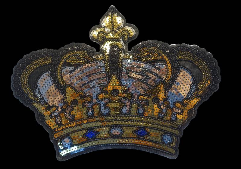 23x17cm Krone Pailletten Gold Bügelbild Crown Applikation Hot Fix Bügelbilder Applikationensequins Patch Golden Silber Schwarz Blau Iron On von ApfelblueteShopDE