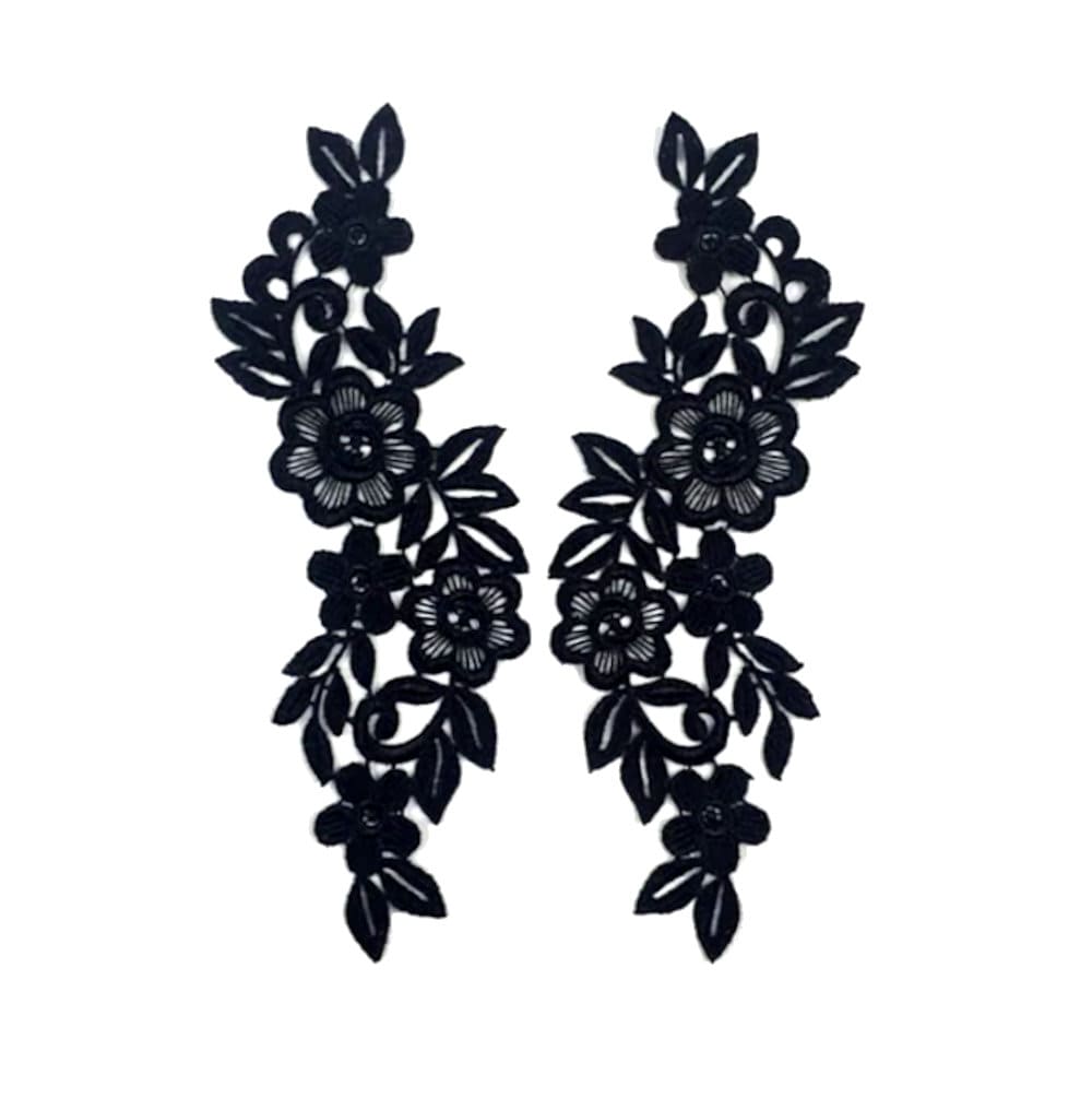 25, 5 cm Spitze Applikation Blumen Flügel Engel Schmetterling Applikationen Patch Organza Stickerei Butterfly Hochzeit Angel Nähen Schwarz von ApfelblueteShopDE