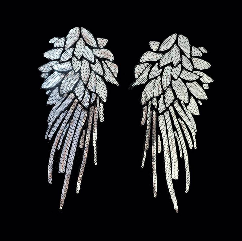 27cm Flügel Pailletten Silber Aufnäher Wings Applikation Hot Fix Bügelbild Applikationen Engelsflügel Engel Sequins Patch Black Groß Federn 27cm Flügel Pailletten Silber Aufnäher Wings Applikation Hot Fix Bügelbild Applikationen Engelsflügel Engel Sequins Patch Black Groß Federn von ApfelblueteShopDE