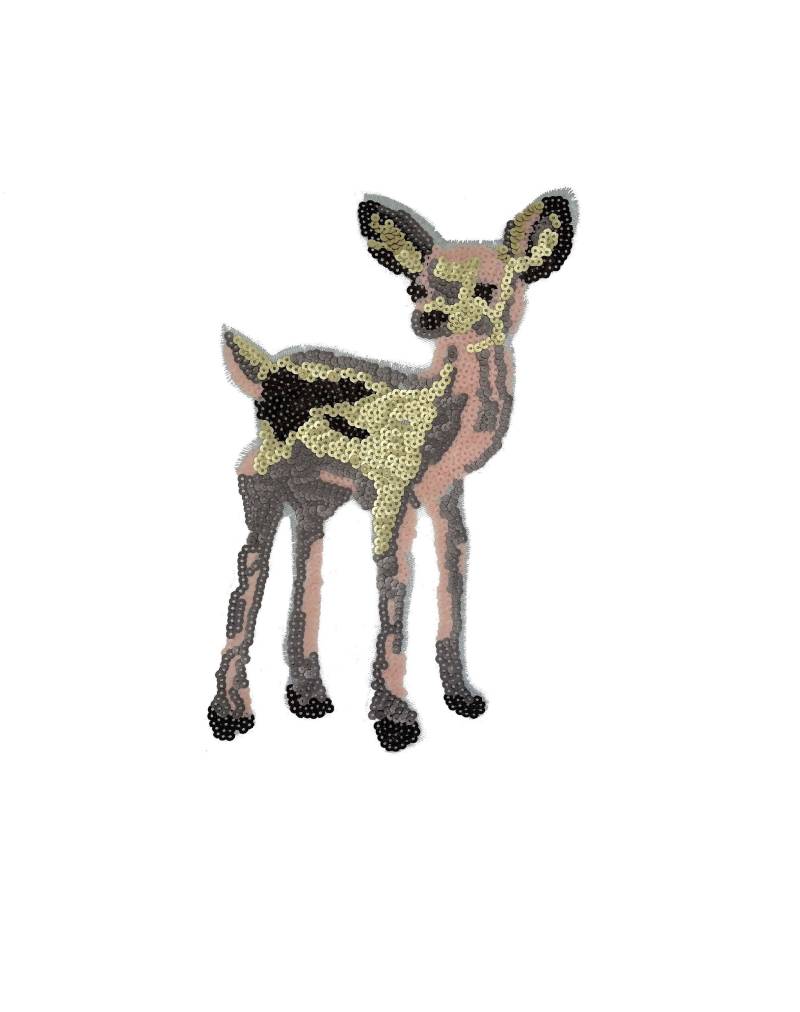 30cm Pailletten Reh Bambi Bügelbild Applikation Applikationen Sequins Patch Aufnäher Kinder Tier Silber Braun Grau Gold Wild Wald von ApfelblueteShopDE