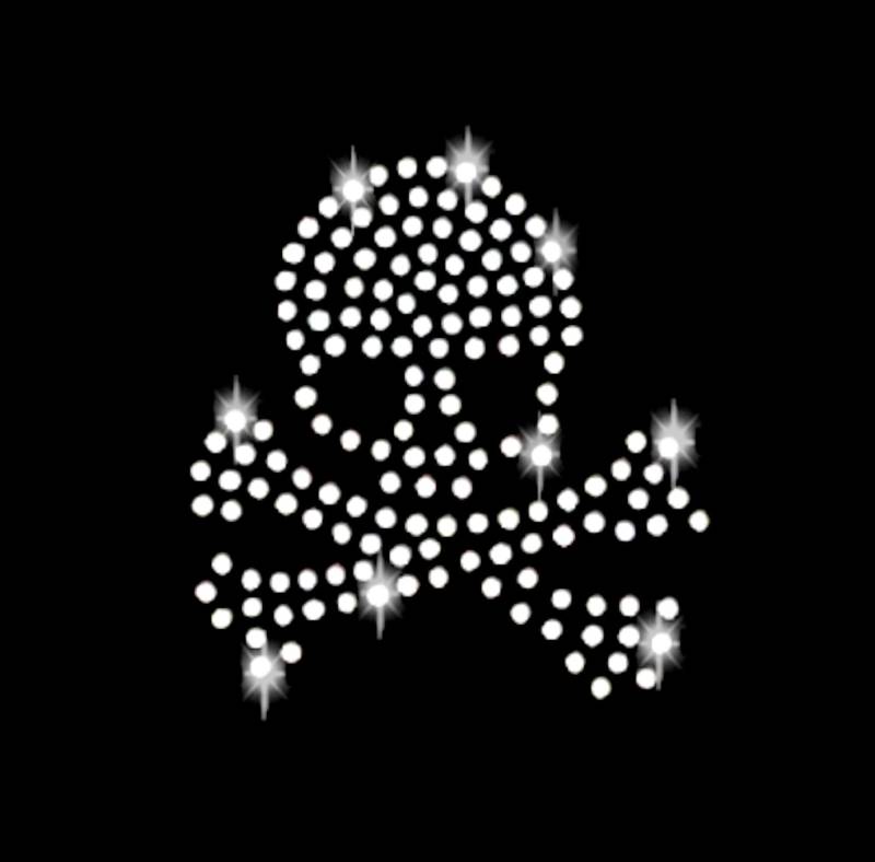 Silber 4, 5 Strass Applikation Klein Totenkopf Knochen Pirat Beine Skull Schädel Bügelbild Applikationen Strasssteine Gothic Rhinestone Bones von ApfelblueteShopDE