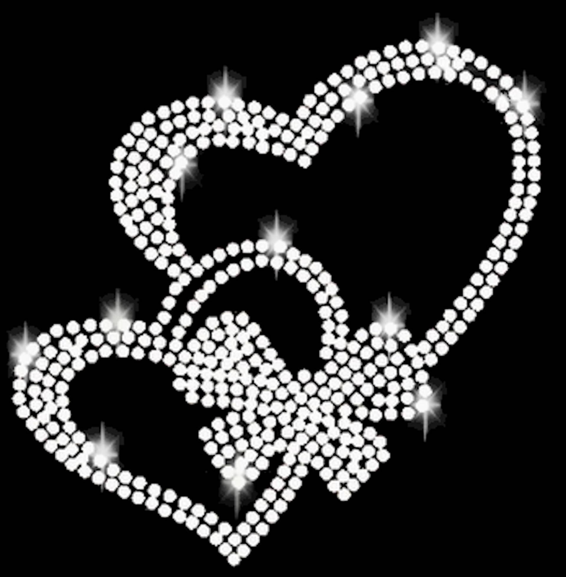 Strass 2 Herzen Schleife Applikation Bügelbild Hot Fix Applikationen Strasssteine Rhinestone Herz Liebe Heart Love Bügelbilder Doppelherz von ApfelblueteShopDE