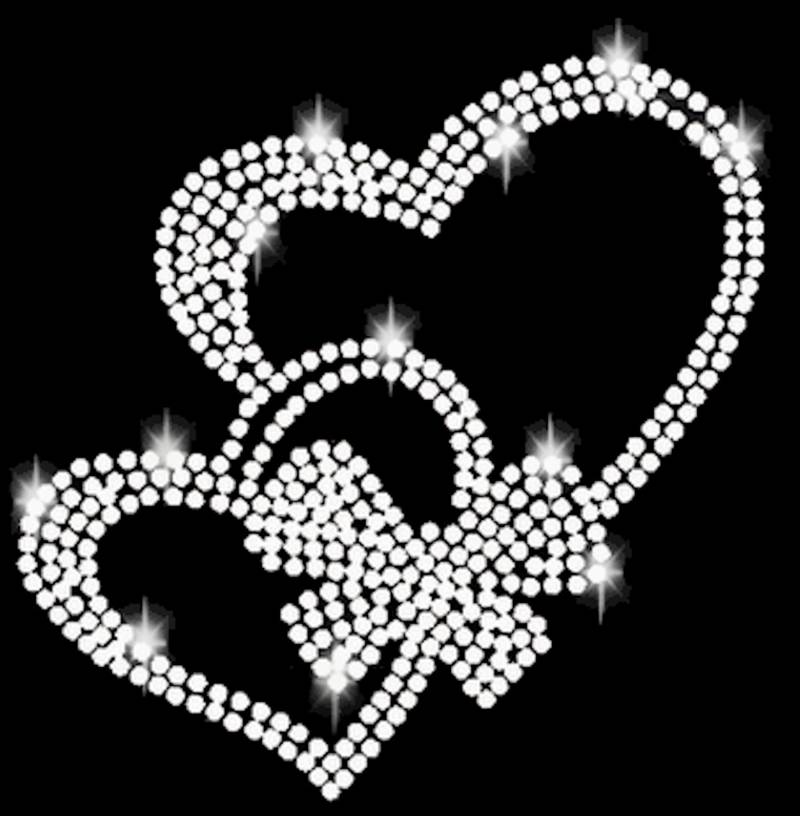 Strass 2 Herzen Schleife Applikation Bügelbild Hot Fix Applikationen Strasssteine Rhinestone Herz Liebe Heart Love Bügelbilder Doppelherz von ApfelblueteShopDE