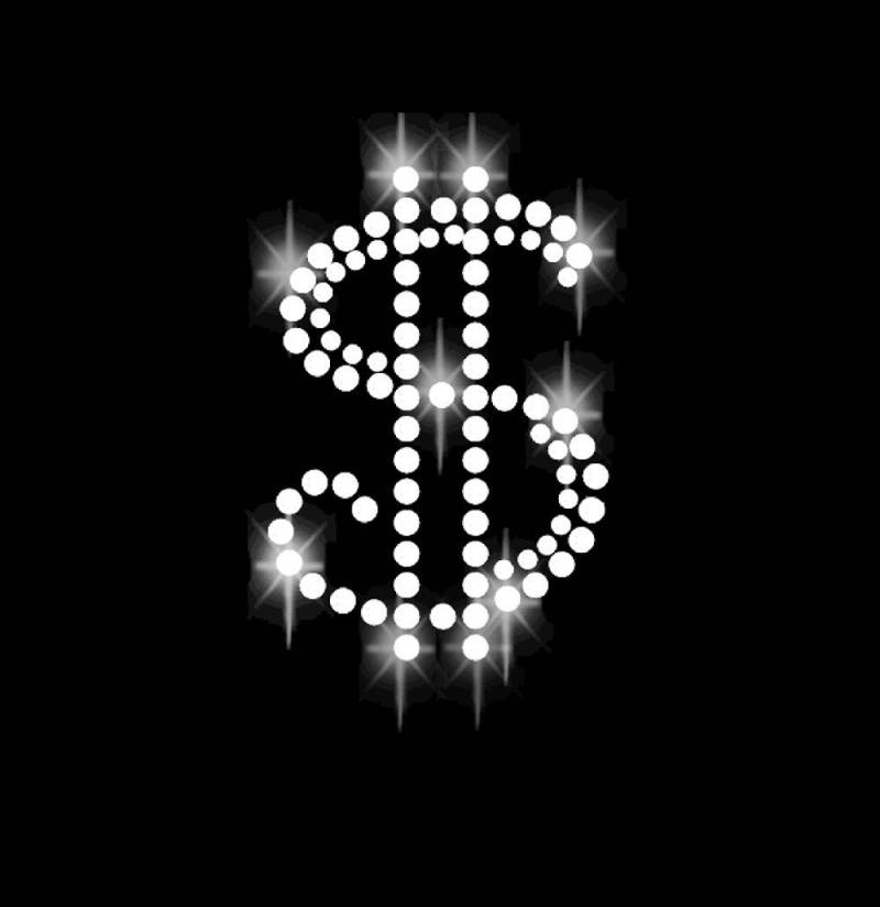 Strass 9x6cm Us Dollar Usa Geld Applikation Bügelbild Hot Fix Applikationen Strasssteine Rhinestone Symbol Money Note Geldschein Dollars von ApfelblueteShopDE