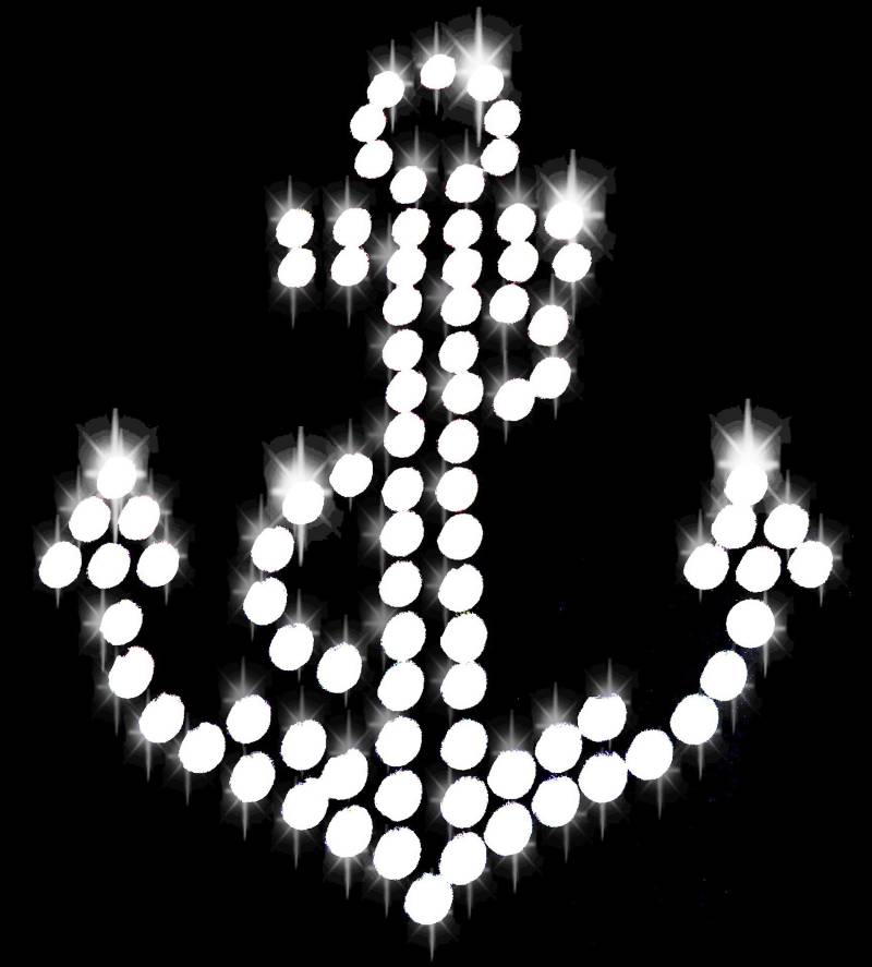 Strass Applikation Anker Schiffsanker Bügelbild Hot Fix Applikationen Strasssteine Rhinestone Schiff Meer See Boot Ankerhaken Anchor Marine von ApfelblueteShopDE