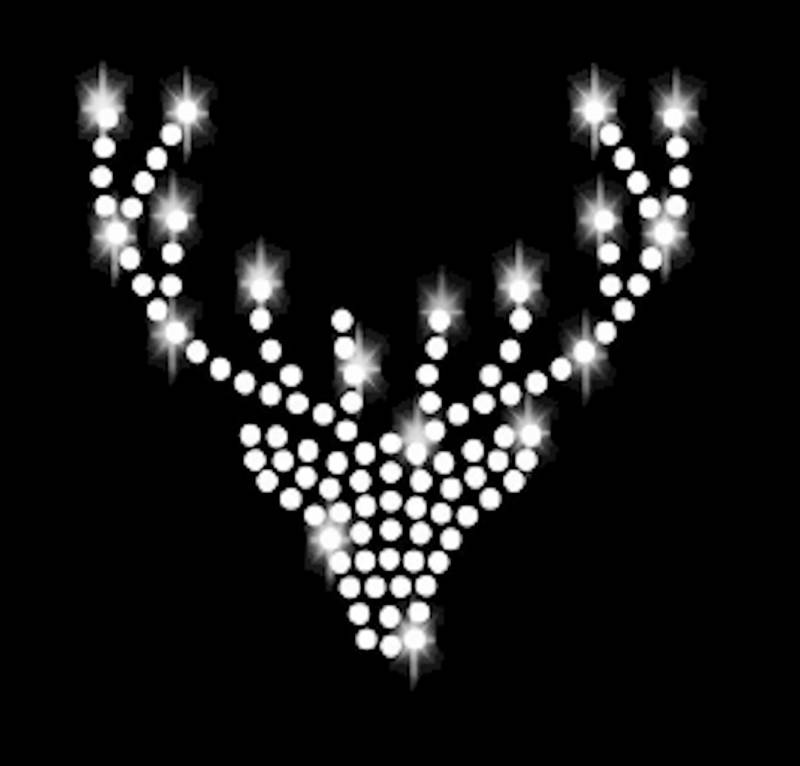 Strass Applikation Hirschgeweih Geweih Wiesn Bügelbild Hot Fix Applikationen Strasssteine Rhinestone Deer Oktoberfest Munich Tracht von ApfelblueteShopDE