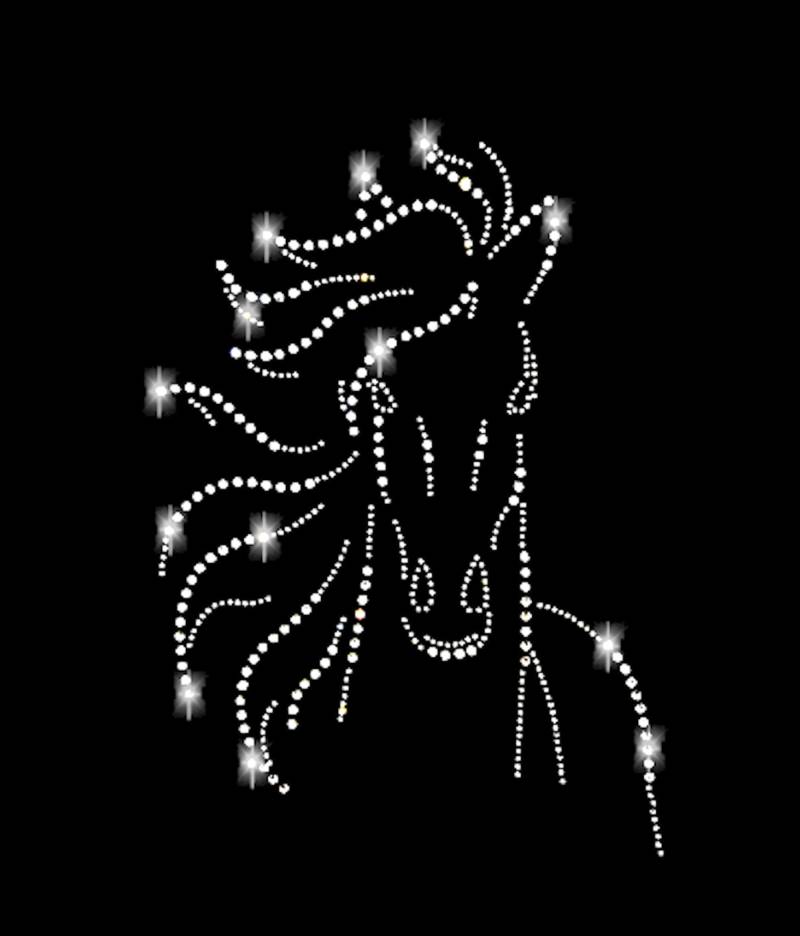 Strass Applikation Pferd 29 Fohlen Bügelbild Hot Applikationen Strasssteine Rhinestone Filly Pferde Hengst Stute Reiten Voltigieren von ApfelblueteShopDE