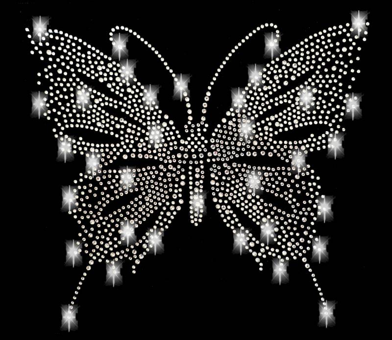 Strass Applikation Schmetterling Butterfly Bügelbild Hot Fix Applikationen Strasssteine Rhinestone Aufbügeln Iron On Klar Transparent Silber von ApfelblueteShopDE