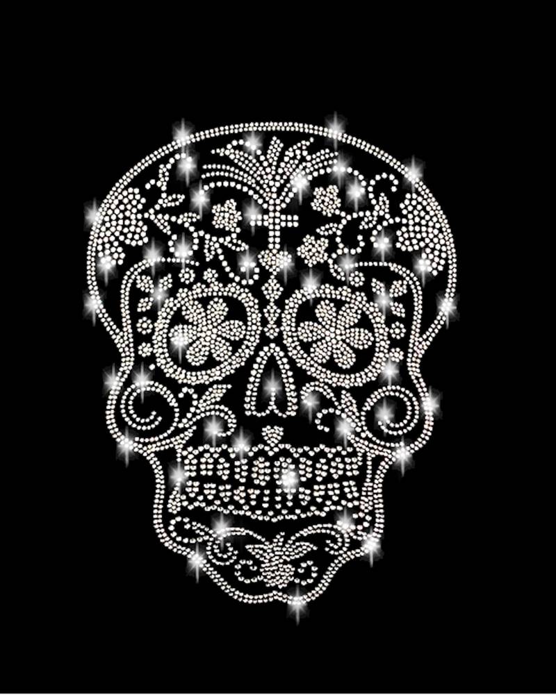 Strass Applikation Totenkopf Suger Skull Schädel Bügelbild Applikationen Hot Fix Strasssteine Gothic Rhinestone Flowers Iron On Aufbügeln von ApfelblueteShopDE