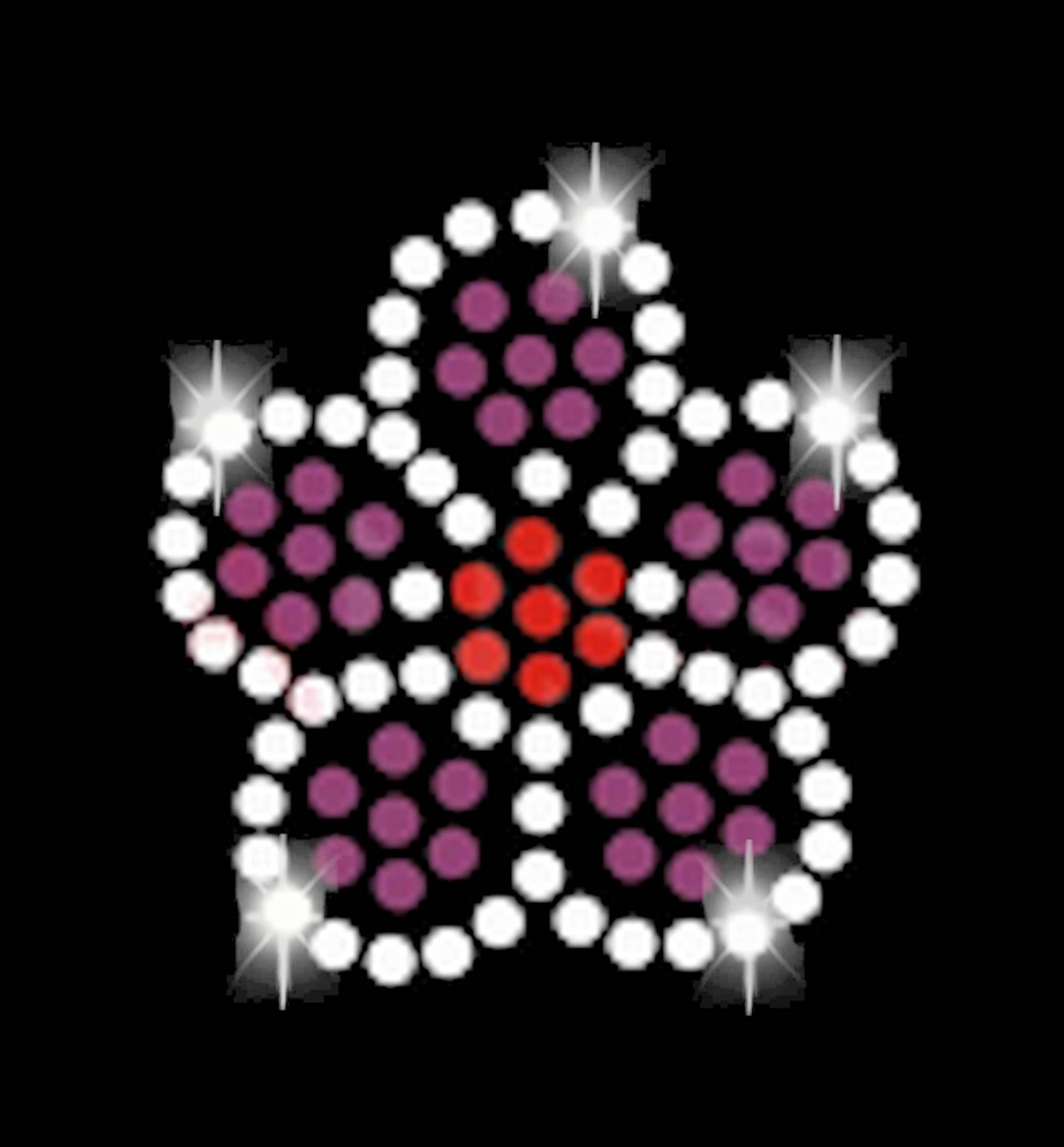 Strass Blume 3, 5cm Blüte Applikation Ornament Bügelbild Hot Fix Applikationen Strasssteine Rhinestone Blumen Blüten Klein Bunt Lila Rot Weiß von ApfelblueteShopDE