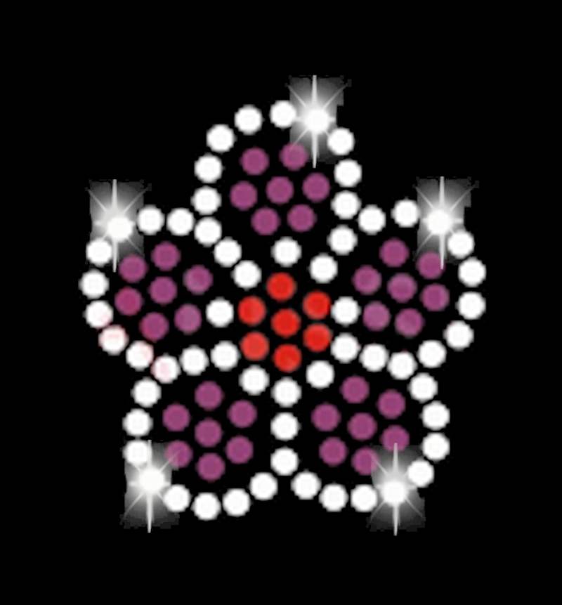 Strass Blume 3, 5cm Blüte Applikation Ornament Bügelbild Hot Fix Applikationen Strasssteine Rhinestone Blumen Blüten Klein Bunt Lila Rot Weiß von ApfelblueteShopDE