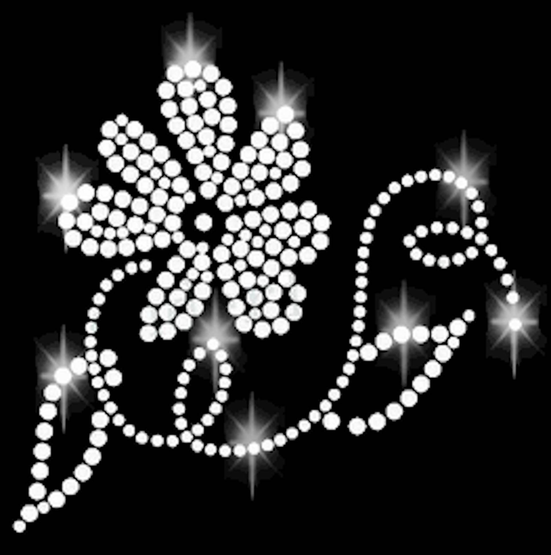 Strass Blume Blüte Applikation Ornament Bügelbild Hot Fix Applikationen Strasssteine Rhinestone Natur Pflanzen Blumen Rosen Rose Blatt von ApfelblueteShopDE