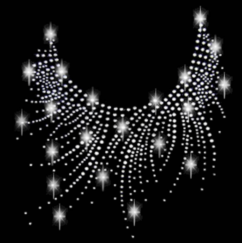 Strass Dekolleté Kette Applikation Bügelbild Hot Fix Applikationen Strasssteine Rhinestone Necklace Neckline Ausschnitt Edel Perlen von ApfelblueteShopDE