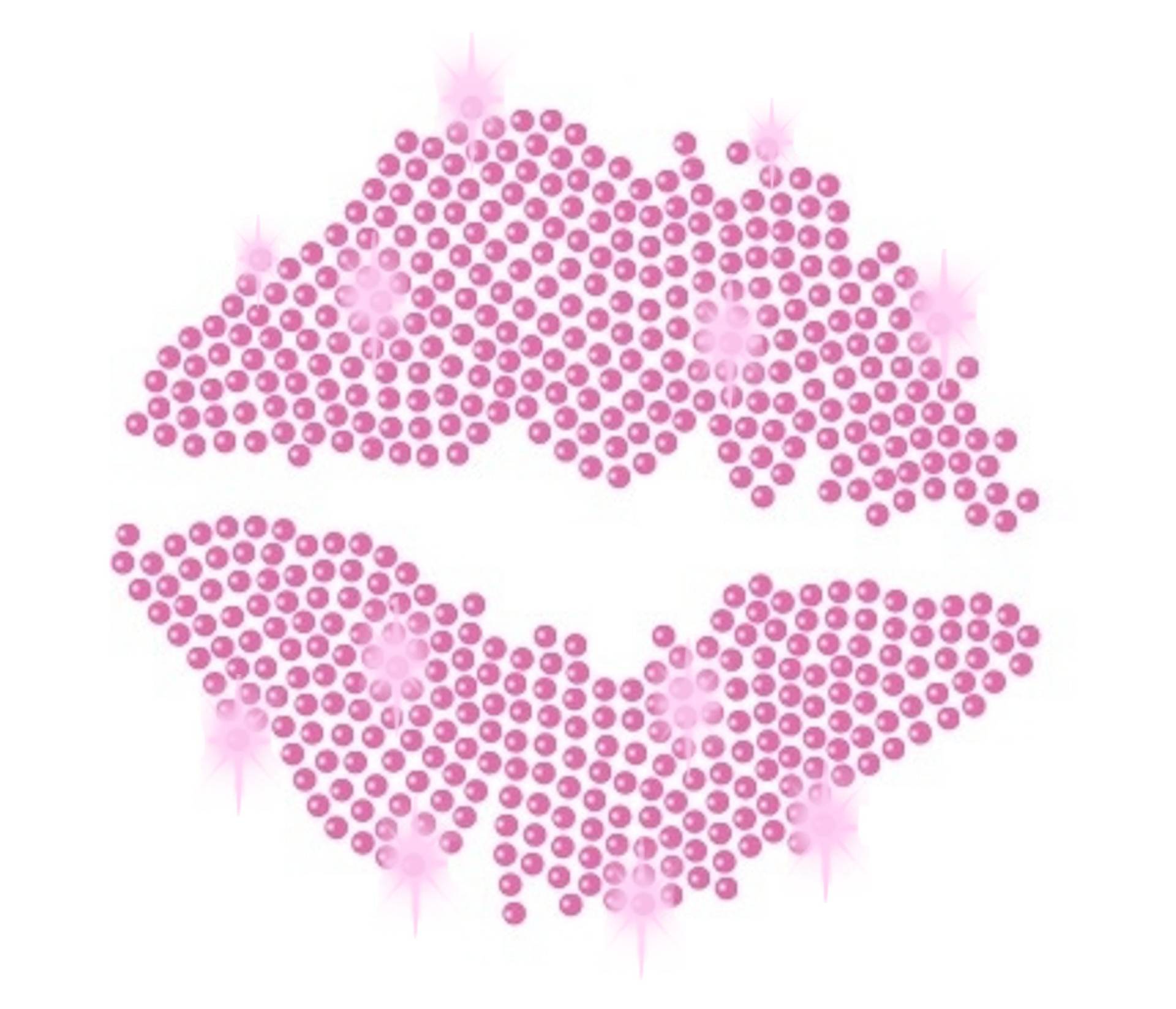 Strass Kuss 12X10, 7cm Rosa Lippen Kiss Mund Bügelbild Applikation Strasssteine Liebe Love Hot Fix Iron On Rhinestone Lips Xx Pink von ApfelblueteShopDE