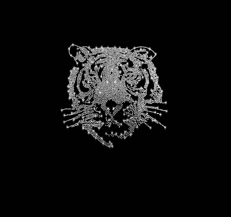 xl 24x24 Strass Applikation Tiger Kopf Bügelbild Hot Fix Applikationen Strasssteine Rhinestone König Raubkatze Katze Indien 80 Tier von ApfelblueteShopDE