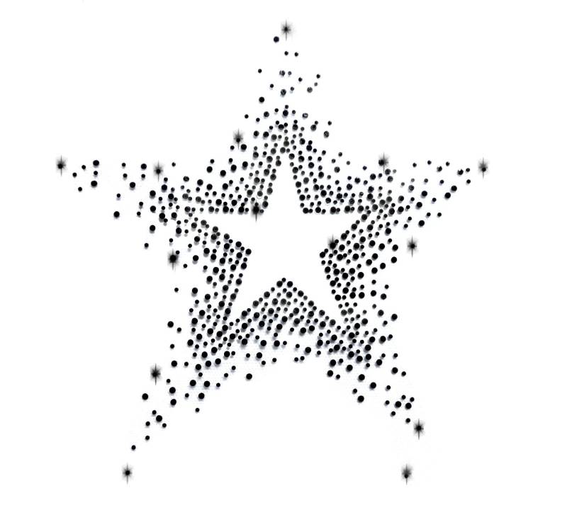 xl Schwarz Strass Stern Star Applikation Bügelbild Hot Fix Applikationen Strasssteine Rhinestone Symbol Ornament Sternschnuppe Sterne Schnee von ApfelblueteShopDE