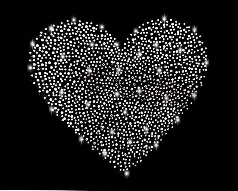 xl Strass Applikation Herz Bügelbild Hot Fix Applikationen Strasssteine Rhinestone Liebe Heart Love Freundin Silber Hochzeit von ApfelblueteShopDE