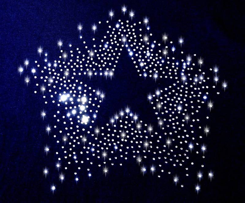 xl Strass Stern Star Applikation Bügelbild Hot Fix Applikationen Strasssteine Rhinestone Bügeln Symbol Ornament Sternschnuppe Sterne Schnee von ApfelblueteShopDE