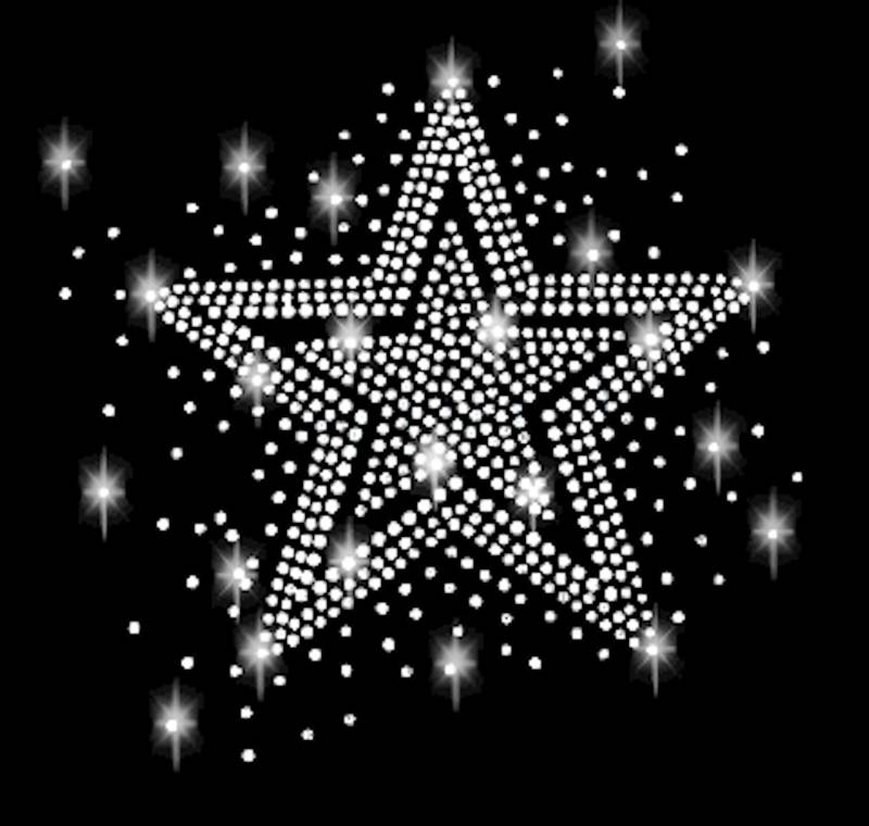 xl Strass Stern Star Applikation Bügelbild Hot Fix Applikationen Strasssteine Rhinestone Symbol Sterne Sternschnuppe Himmel Schnee von ApfelblueteShopDE