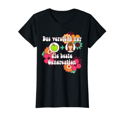 Damen 70er Jahre Apfelshampoo Flower Power Geburtstag Retro T-Shirt von Apfelshampoo Haare 70er Apfelshampoo Spruch Blume