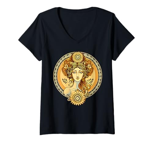 Damen Aphrodite griechische Göttin Liebe und Schönheit alte Mythologie T-Shirt mit V-Ausschnitt von Aphrodite Greek Goddesses Greece Mythology