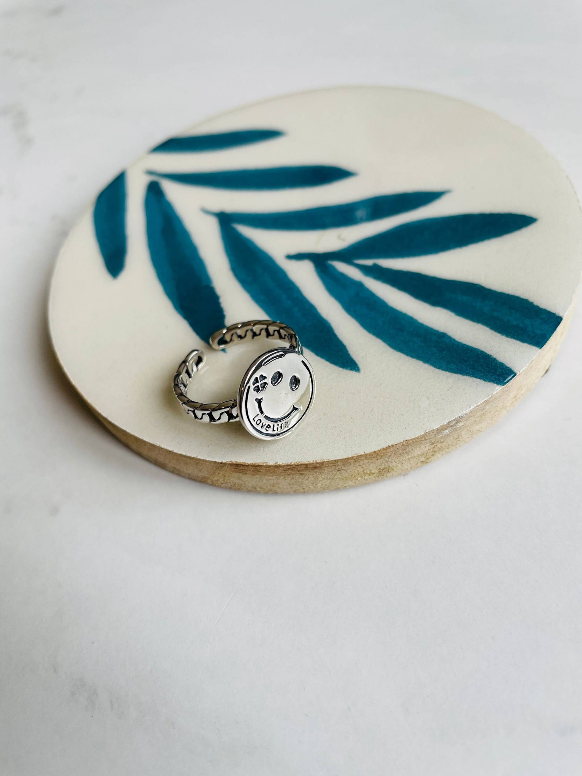 925 Sterling Silber Ring_ Smile Gesicht Verstellbar Hand Ring-Cool Ring 925 Sterling Silber Ring_ Smile Gesicht Verstellbar Hand Ring-Cool Ring von AphroditeSterling