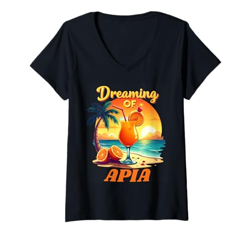 Damen Urlaub in Apia Träumen Sie von Apia Holiday T-Shirt mit V-Ausschnitt Damen Urlaub in Apia Träumen Sie von Apia Holiday T-Shirt mit V-Ausschnitt von Apia Beach Vacation Trips