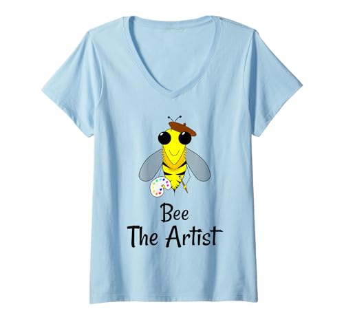 Damen Bee The Artist Honey Bee Imkerei Malerei Biene T-Shirt mit V-Ausschnitt von Apiary Bee Beautiful Bee Apparel Co.