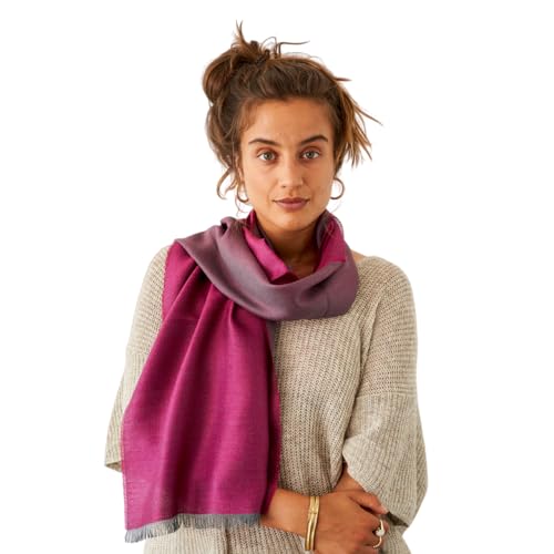 Apikuna® Pashmina Doubleface (70% Baby Alpaka, 30% Seide, Brombeere, 200x45cm) Eleganter Damen Schal, atmungsaktiv, weich, leicht & hypoallergen. Frühling, Sommer, Herbst & Winter von Apikuna