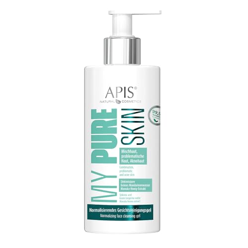 Apis MY PURE SKIN Reinigendes Gesichtsgel - 300 ml - mit Niacinamid, Salicylsäure, Yerba Mate und Manuka-Honig Milde Reinigung und Sebumregulierung für unreine Haut von Apis Natural Cosmetics