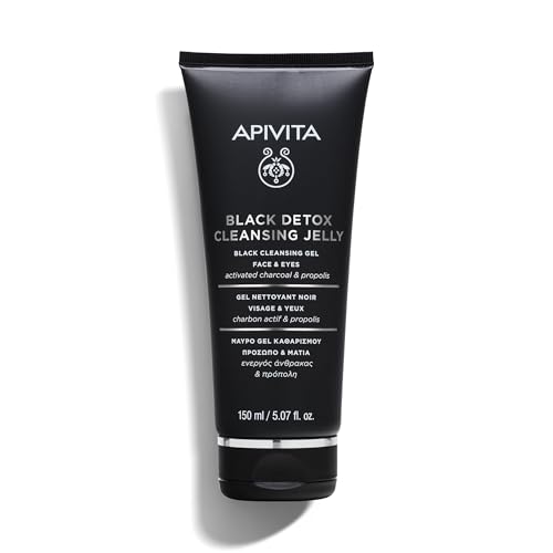 Apivita Black Detox Cleansing Jelly 150ml – Gesichtsreiniger & Make-up-Entferner mit Aktivkohle & Propolis – Entfernt Unreinheiten & Spendet Frische von Apivita