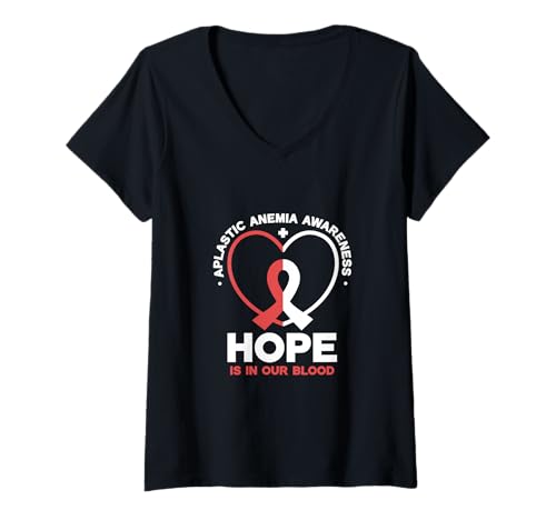 Damen Aplastische Anämie - Hoffnung im Blut T-Shirt mit V-Ausschnitt Damen Aplastische Anämie - Hoffnung im Blut T-Shirt mit V-Ausschnitt von Aplastische Anämie Awareness Designs