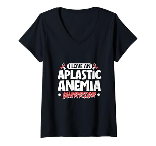 Damen Ich Liebe einen Kämpfer - Anämie Support T-Shirt mit V-Ausschnitt Damen Ich Liebe einen Kämpfer - Anämie Support T-Shirt mit V-Ausschnitt von Aplastische Anämie Awareness Designs