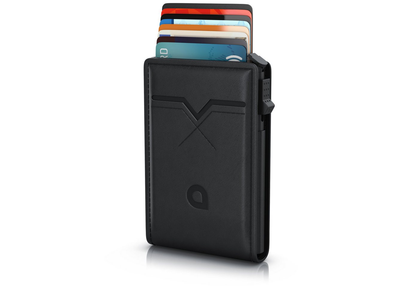 Aplic Kartenetui Leder & Alu Karten Schutzhülle für 8 bis 10 Karten MagSafe Kompatibel (1-tlg), Mini Geldbörse, NFC & RFID Schutz, Magnetverschluss & 8 Kartenfächer von Aplic