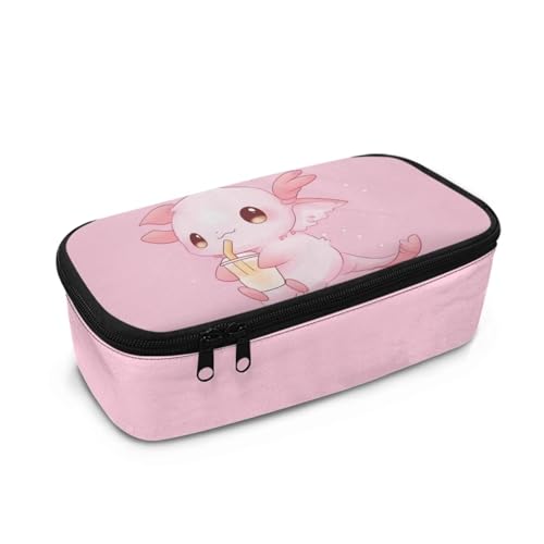 Aplkyhs Federmäppchen, Federmäppchen, Reißverschluss, Schreibwaren-Tasche, Stiftebox für Kinder und Teenager, Axolotl, Kinderrucksack von Aplkyhs