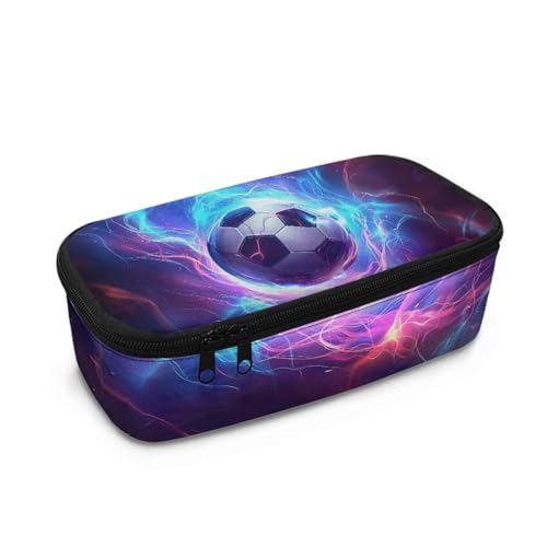 Aplkyhs Federmäppchen, Federmäppchen, Reißverschluss, Schreibwaren-Tasche, Stiftebox für Kinder und Teenager, Lightning Soccer, Kinderrucksack von Aplkyhs