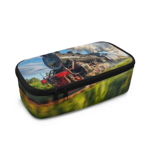 Aplkyhs Federmäppchen, Federmäppchen, Reißverschluss, Schreibwaren-Tasche, Stiftebox für Kinder und Teenager, Zug, Kinderrucksack von Aplkyhs