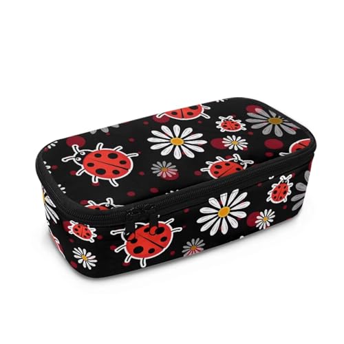 Aplkyhs Federmäppchen für Mädchen, Stiftebox, Schreibwaren-Organizer, Kinder-Bleistifthalter mit Reißverschluss, marienkäfer, Kinderrucksack von Aplkyhs
