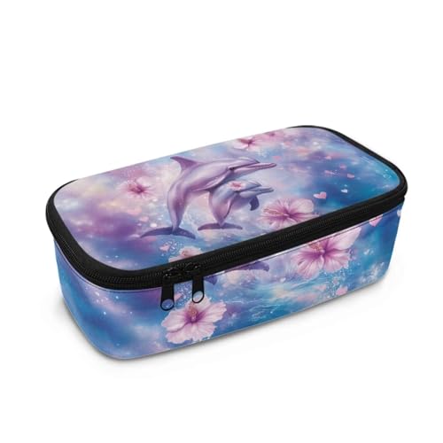 Aplkyhs Federmäppchen mit Reißverschluss, Stifteetui, Schreibwaren-Tasche, Stiftehalter, Reißverschluss, Stifteetui, Delfin, Kinderrucksack von Aplkyhs