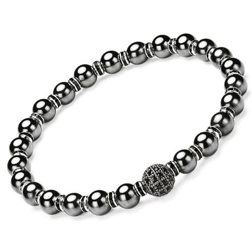 Apocalyptic-K Magnetarmband für Männer und Frauen，6/8MM，Magnetarmband mit Strasssteinen,Antistatisch， (6MM Schwarz Magnetisch&8MM Zirkonia) von Apocalyptic-K